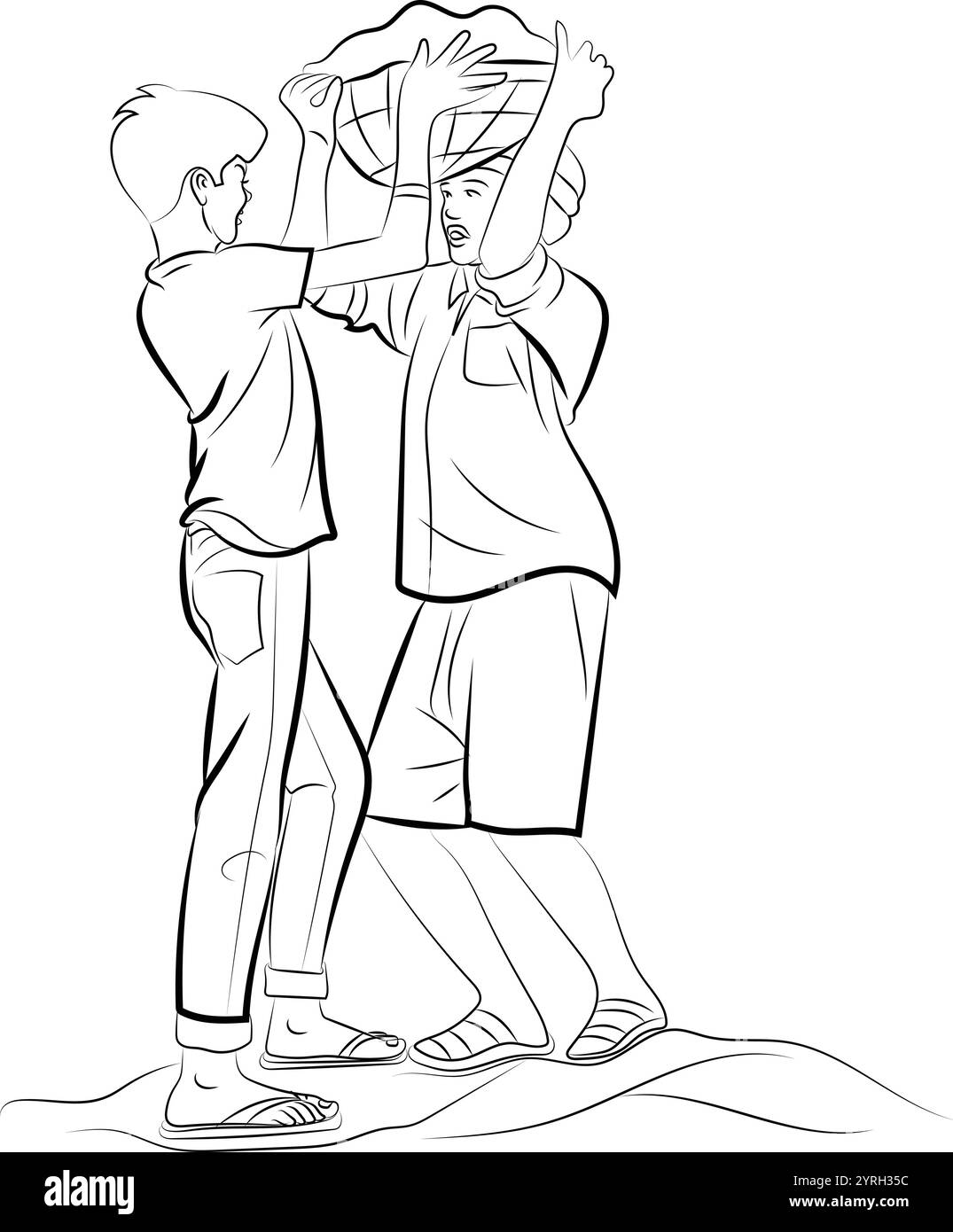 Lavoro minorile, disegnato a mano con linee sottili Illustrazione Vettoriale