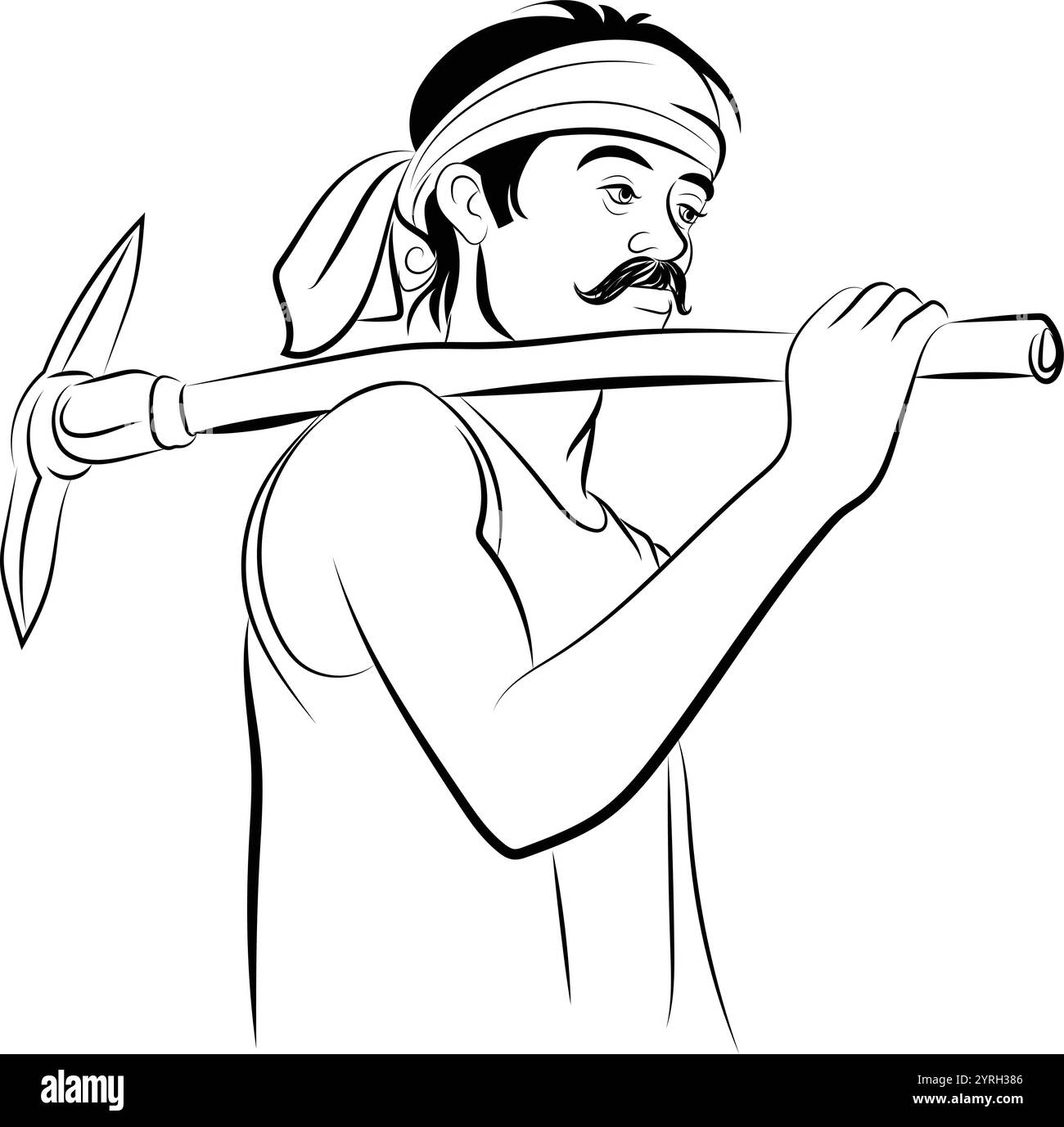 Lavoro agricolo, agricoltura indiana, felice giornata contadina, disegnato a mano in stile sottile Illustrazione Vettoriale