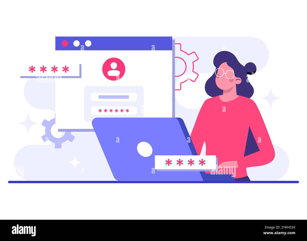 Accesso protetto da password, protezione dei dati, sicurezza informatica, sicurezza Internet, privacy delle informazioni, illustrazione vettoriale di protezione account per landi Illustrazione Vettoriale Accesso protetto da password, protezione dei dati, sicurezza informatica, sicurezza Internet, privacy delle informazioni, illustrazione vettoriale di protezione account per landi Illustrazione Vettoriale