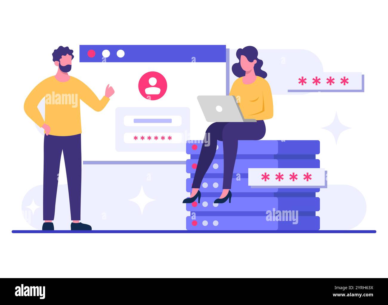 Protezione dei database, sicurezza informatica, data center, gestione dei file, archiviazione cloud, illustrazione piatta sulla protezione dei dati personali per la landing page, mobile A. Illustrazione Vettoriale Protezione dei database, sicurezza informatica, data center, gestione dei file, archiviazione cloud, illustrazione piatta sulla protezione dei dati personali per la landing page, mobile A. Illustrazione Vettoriale