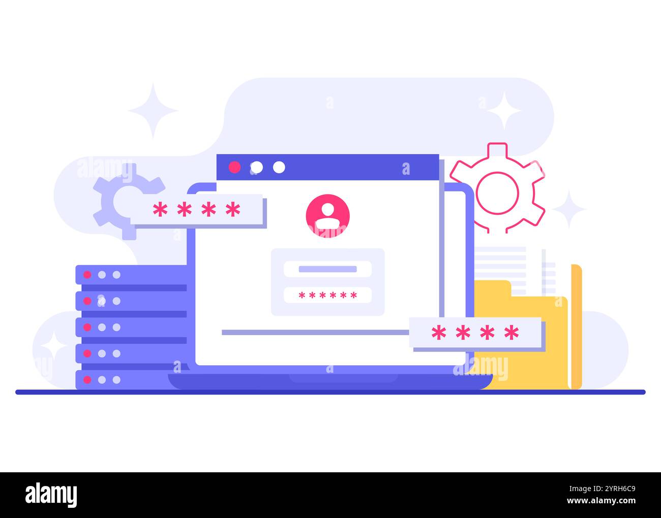 Protezione dei database, sicurezza informatica, data center, gestione dei file, archiviazione cloud, illustrazione piatta sulla protezione dei dati personali per la landing page, mobile A. Illustrazione Vettoriale Protezione dei database, sicurezza informatica, data center, gestione dei file, archiviazione cloud, illustrazione piatta sulla protezione dei dati personali per la landing page, mobile A. Illustrazione Vettoriale
