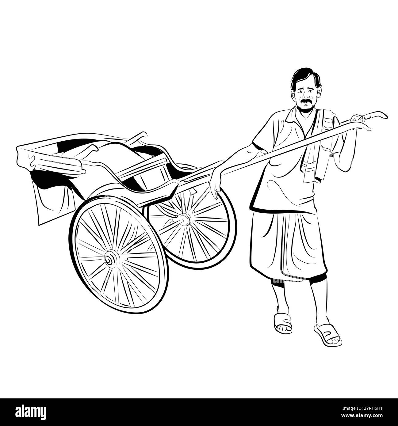 Risciò di Kolkata indiana, risciò in attesa di passeggeri Illustrazione Vettoriale