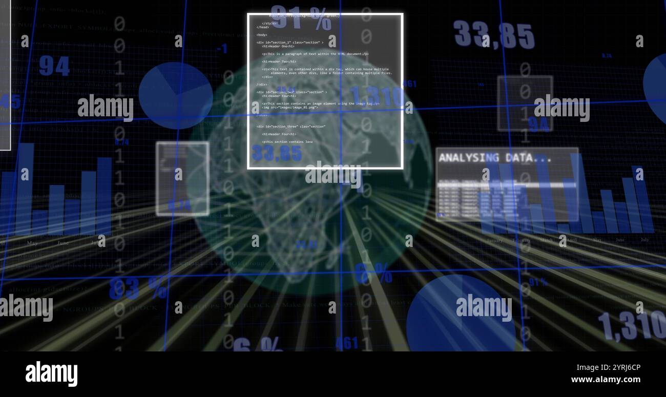 Immagine del globo digitale sull'elaborazione dei dati Foto Stock