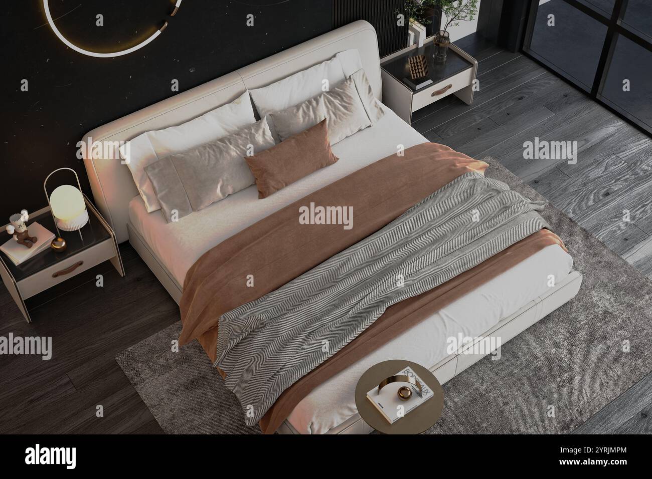3D render di camera di albergo Foto Stock