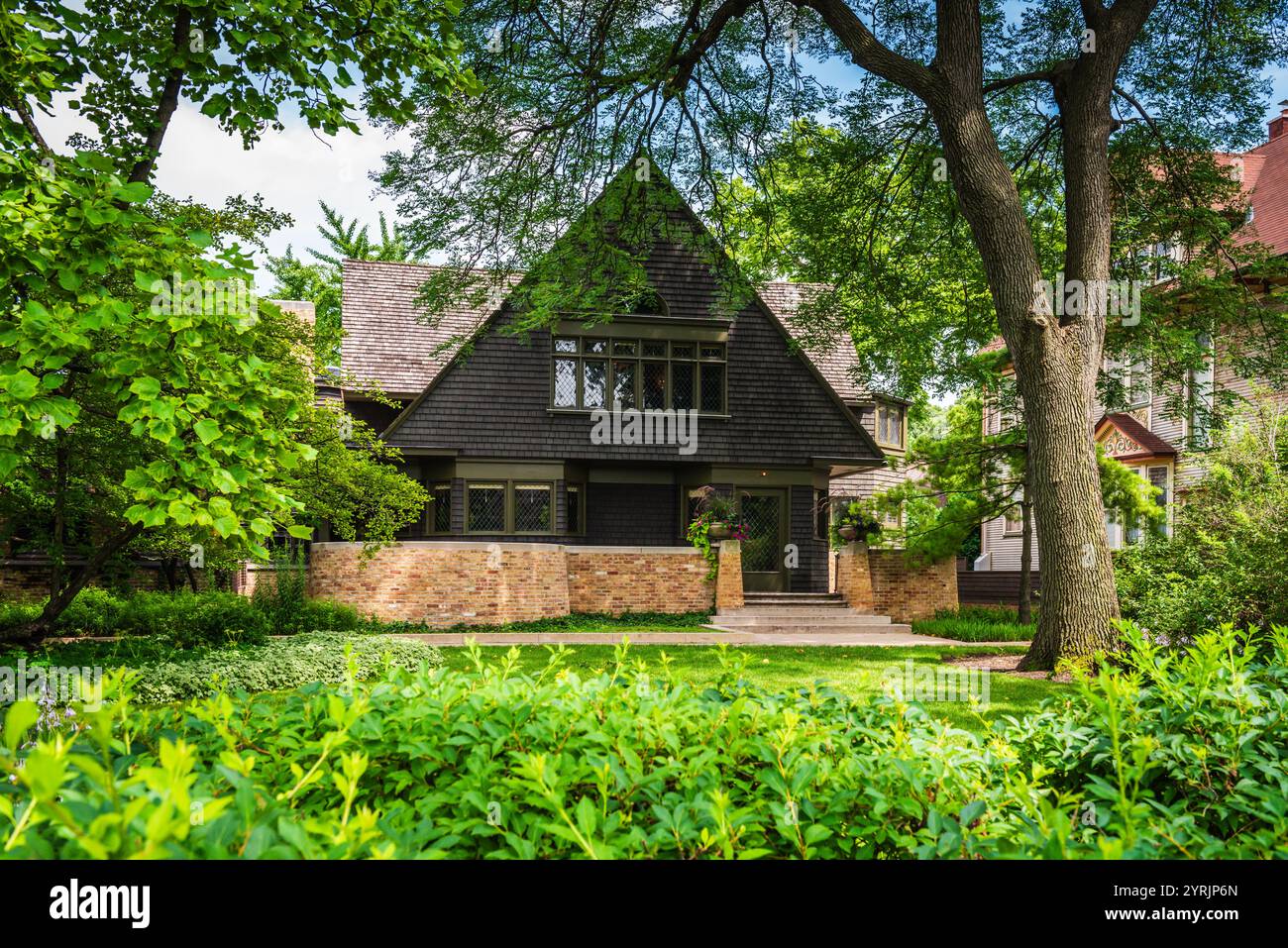 Chicago, il USA - 21 luglio 2017: L'esterno della Frank Lloyd Wright Home and Studio è una casa storica e studio di design a Oak Park, Illinois, che Foto Stock