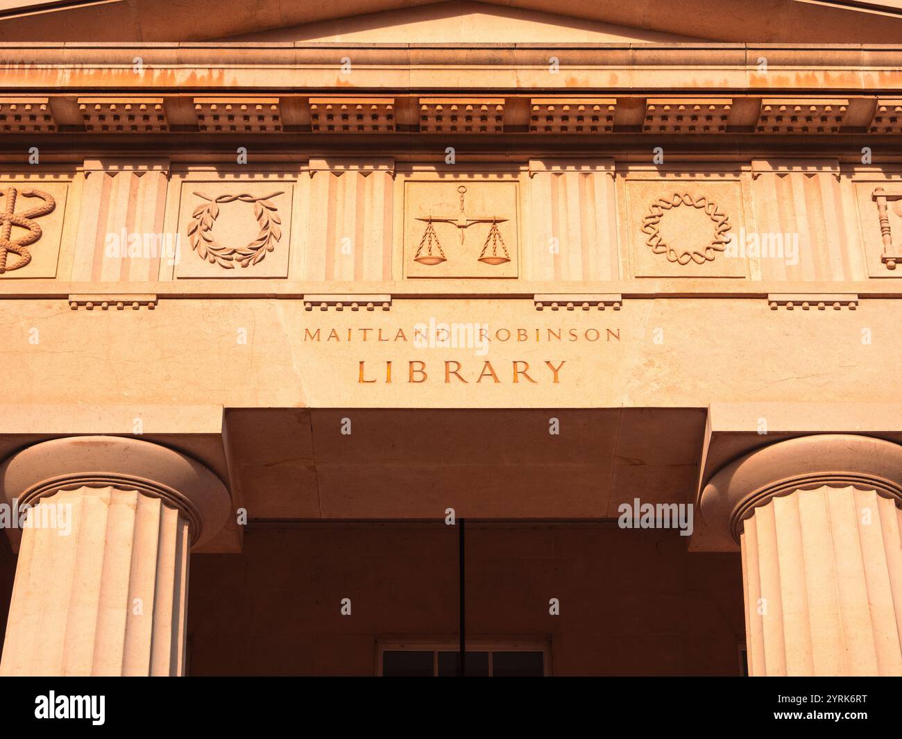 Dettaglio, Maitland Robinson Library, Downing College, Università di Cambridge, Cambridge, Cambridgeshire, Inghilterra, Regno Unito, Gran Bretagna. Foto Stock