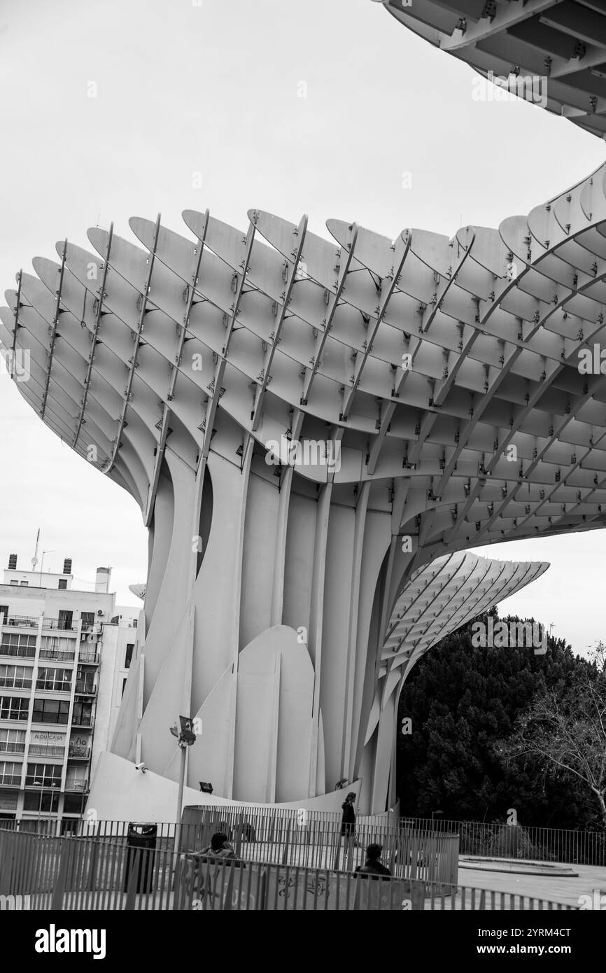 Siviglia, Spagna-24 febbraio 2022: Setas de Sevilla, funghi di Siviglia, inizialmente intitolato Metropol Parasol situato in piazza la Encarnacion. Progettato da J Foto Stock