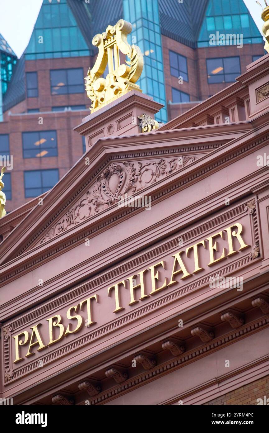 Pabst Theater (costruito nel 1895), dettaglio. Milwaukee. Wisconsin, Stati Uniti Foto Stock