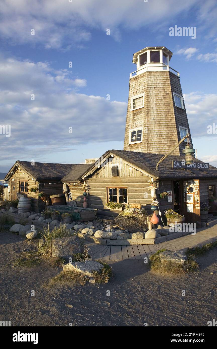 Homer Spit. Salato Dawg Saloon. Homer. Penisola di Kenai. Alaska. STATI UNITI. Foto Stock