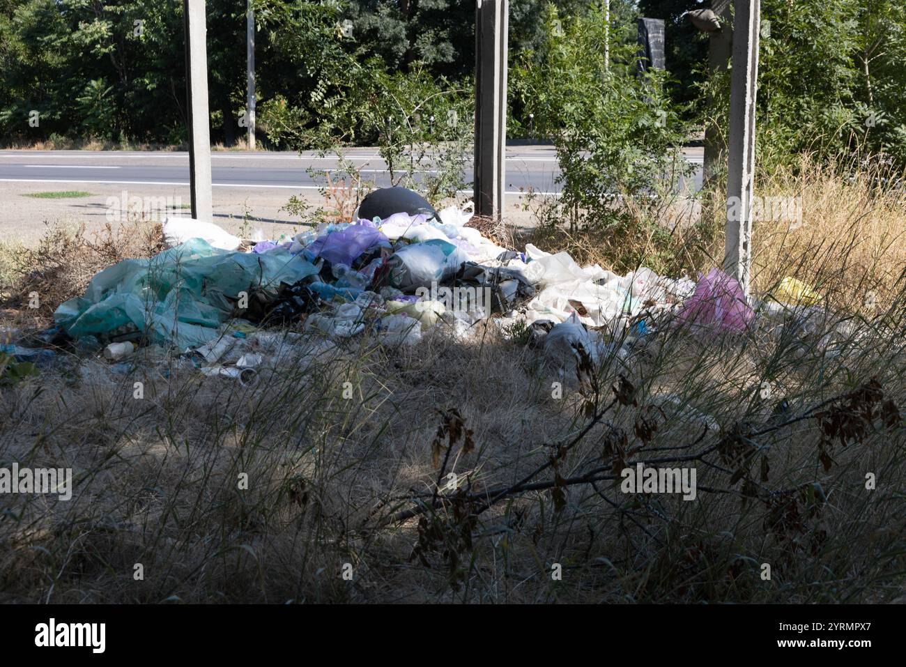Rifiuti domestici pile discarica illegale inquinamento forestale problema ambientale rifiuti rifiuti rifiuti rifiuti contaminazione natura rifiuti rifiuti rifiuti rifiuti rifiuti ecologici Heap Urban Was Foto Stock