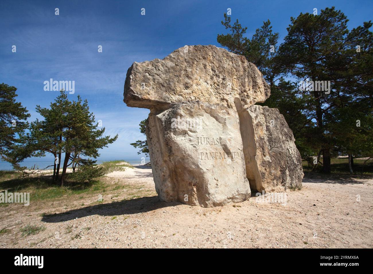 La lettonia, occidentale della Lettonia, regione di Kurzeme, Cape Kolka, Kolkasrags, Kolka, Slitere National Park, segnaletica Foto Stock