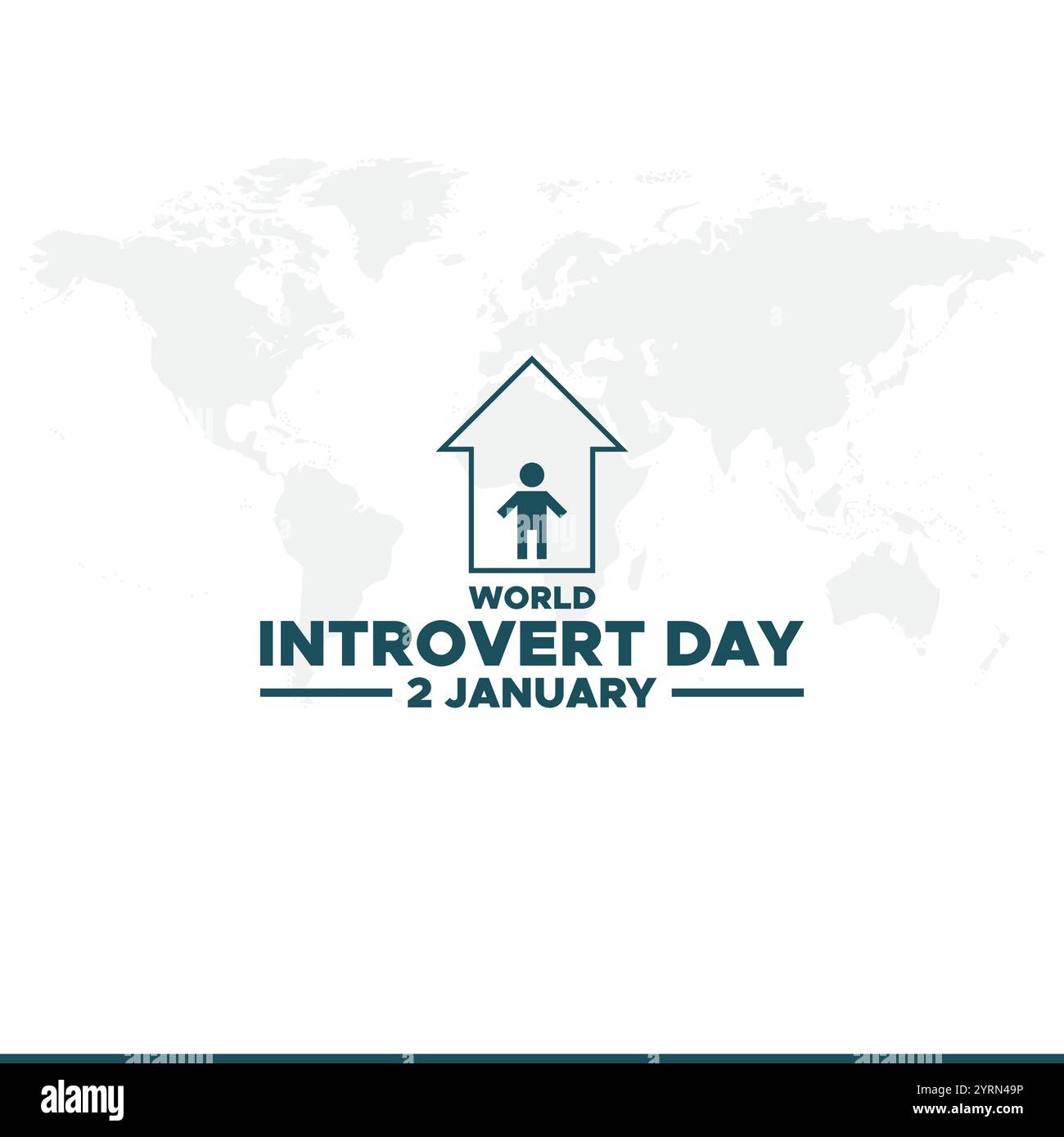 Giornata mondiale dell'introverso. Persone, casa e cuore. Ideale per cartoline, banner, poster, social media e altro ancora. Sfondo bianco. Illustrazione Vettoriale