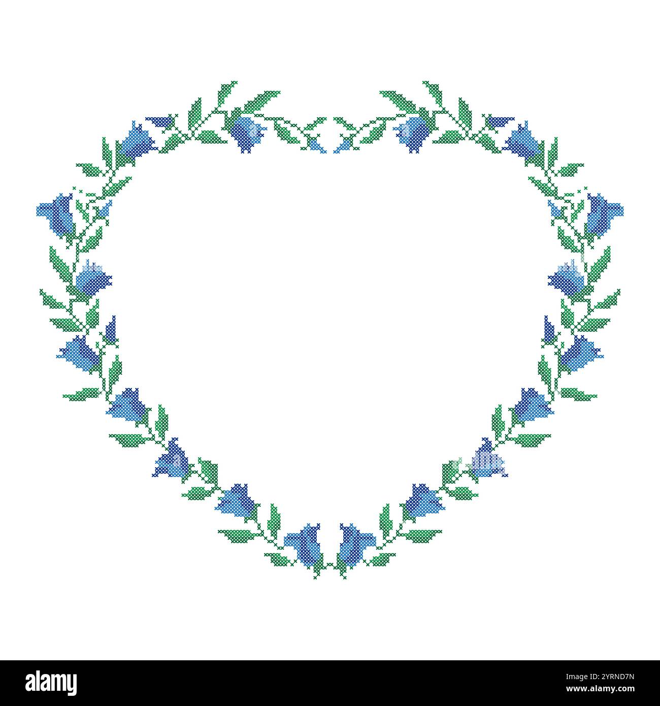Croce campana fiore fiore fiore cuore corona Illustrazione Vettoriale