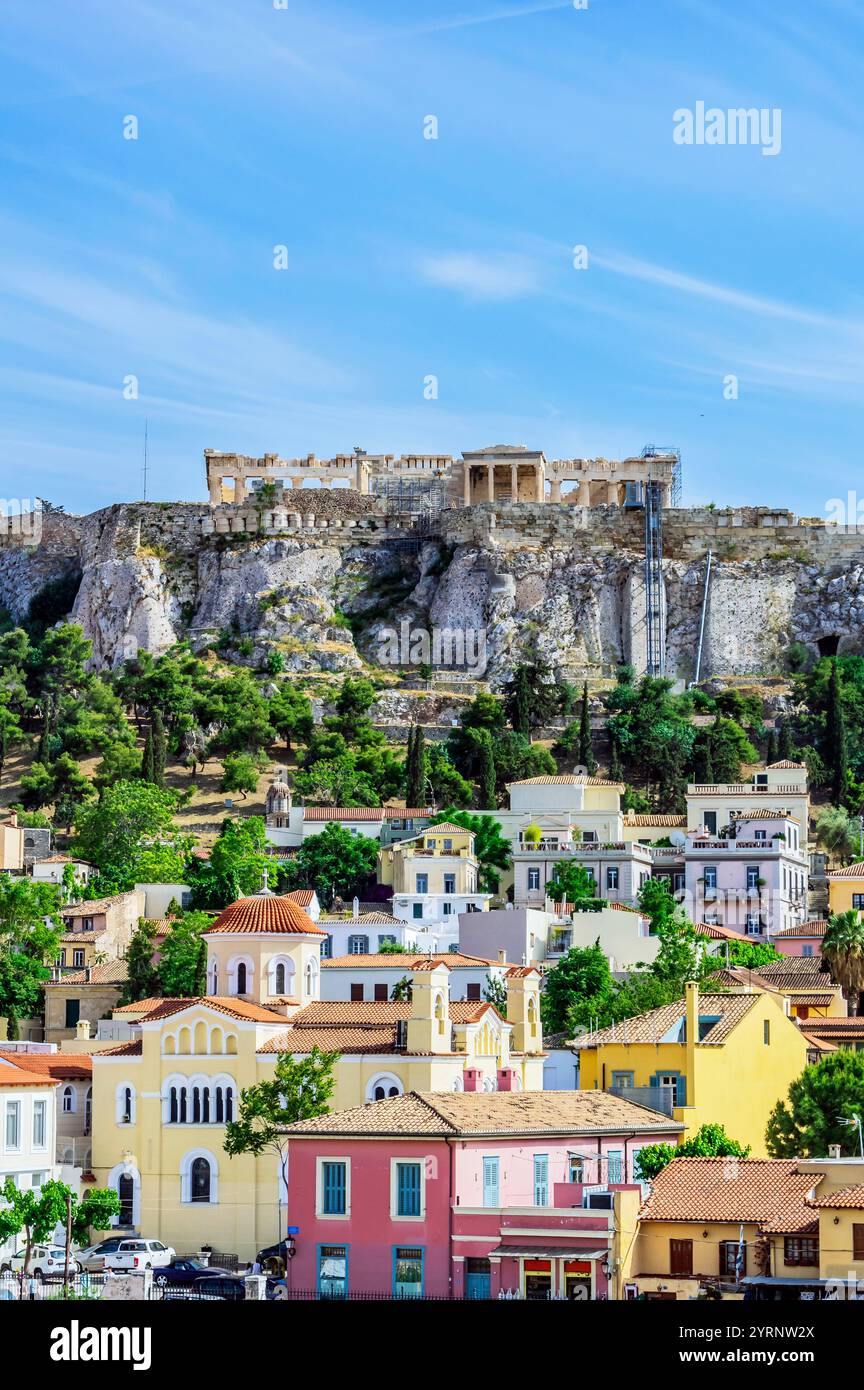 Vista dell'Acropoli di Atene Foto Stock