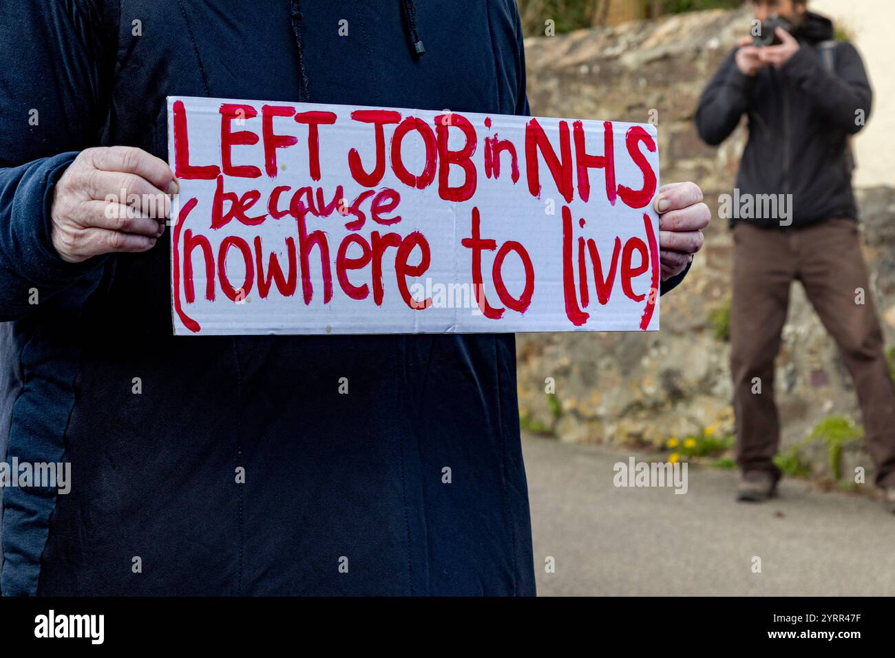 Protesta anti Second Home a St Agnes, Cornovaglia. Foto Stock