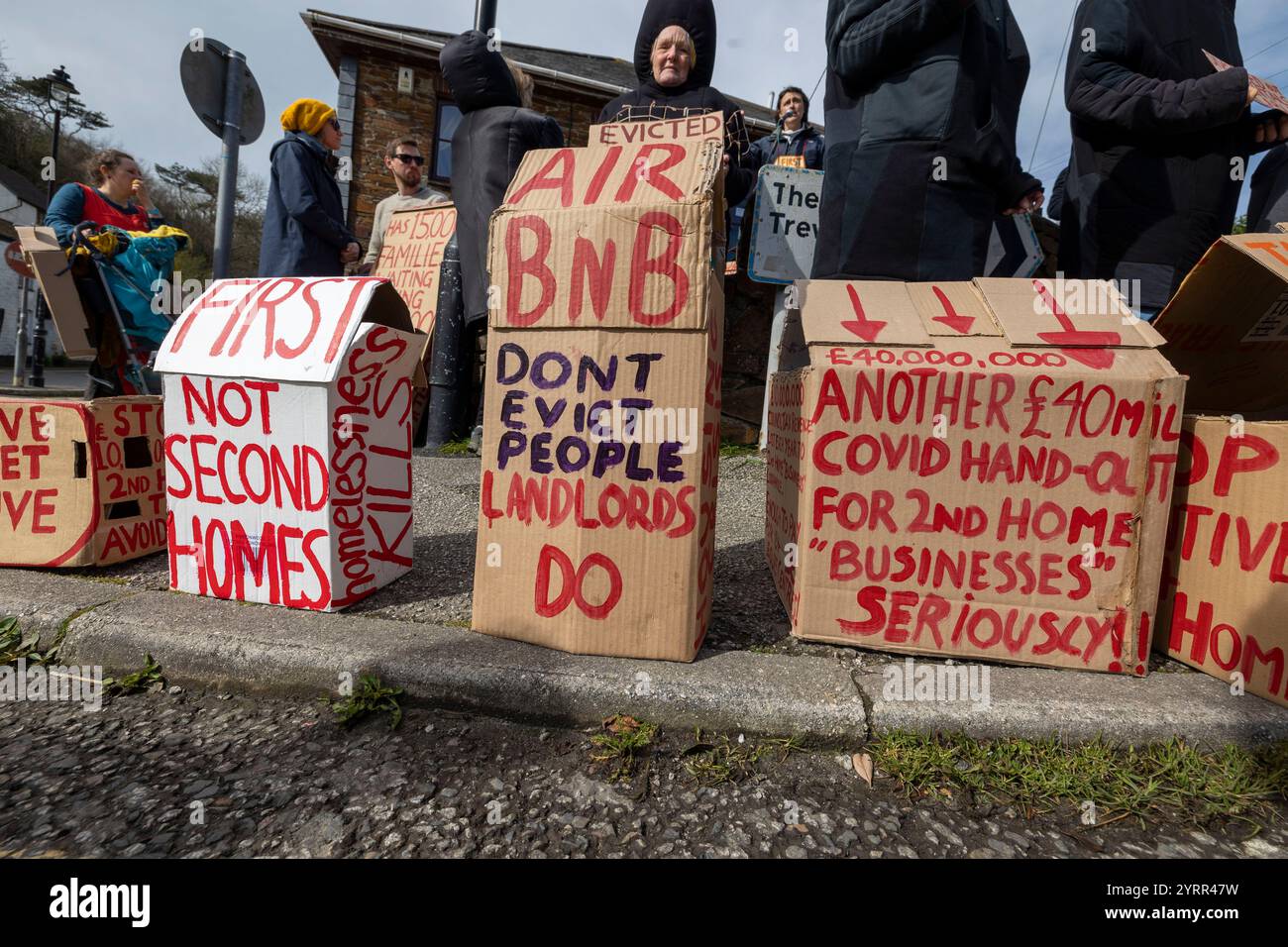 Protesta anti Second Home a St Agnes, Cornovaglia. Foto Stock