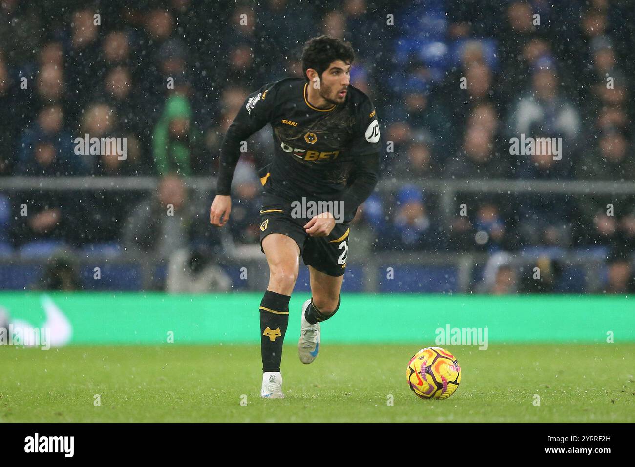 Liverpool, Regno Unito. 4 dicembre 2024. Goncalo Guedes dei Wolverhampton Wanderers in azione. Partita di Premier League, Everton contro Wolverhampton Wanderers al Goodison Park di Liverpool mercoledì 4 dicembre 2024. Questa immagine può essere utilizzata solo per scopi editoriali. Solo per uso editoriale, foto di Chris Stading/Andrew Orchard fotografia sportiva/Alamy Live news credito: Andrew Orchard fotografia sportiva/Alamy Live News Foto Stock