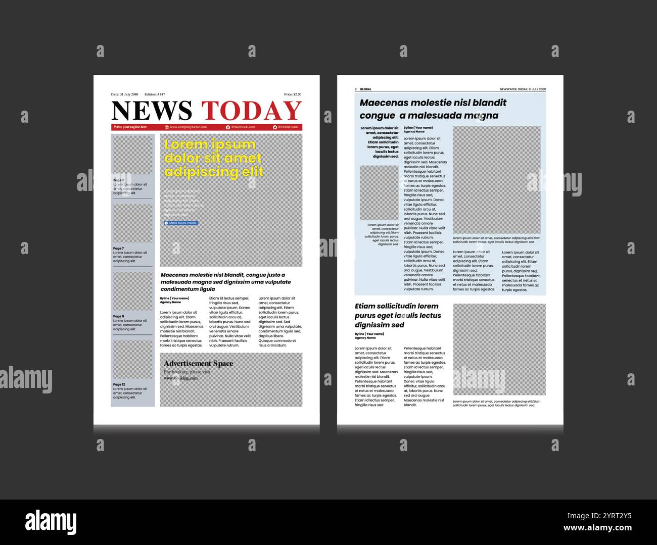 News Today Tabloid Newspaper Template Illustrazione Vettoriale