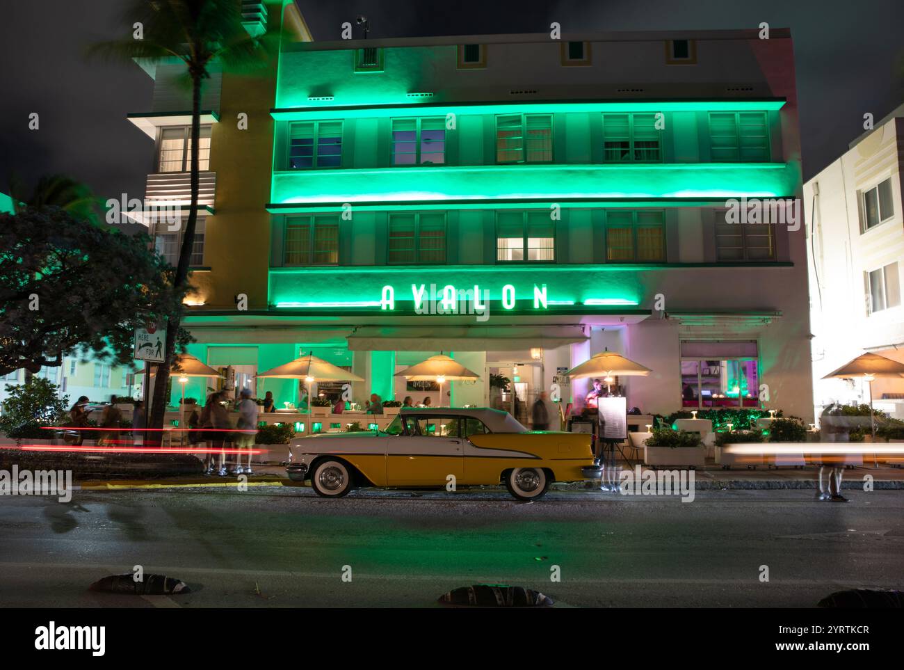 Ocean Drive e South Beach, Miami, Florida, Stati Uniti d'America Foto Stock