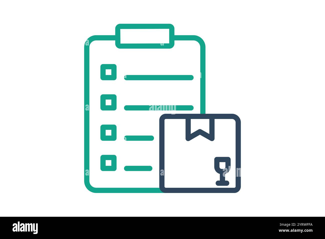 Icona Procurement. stile icona linea. elenco di controllo con il prodotto. icona relativa all'approvvigionamento. illustrazione vettoriale degli elementi di gestione dell'approvvigionamento Illustrazione Vettoriale