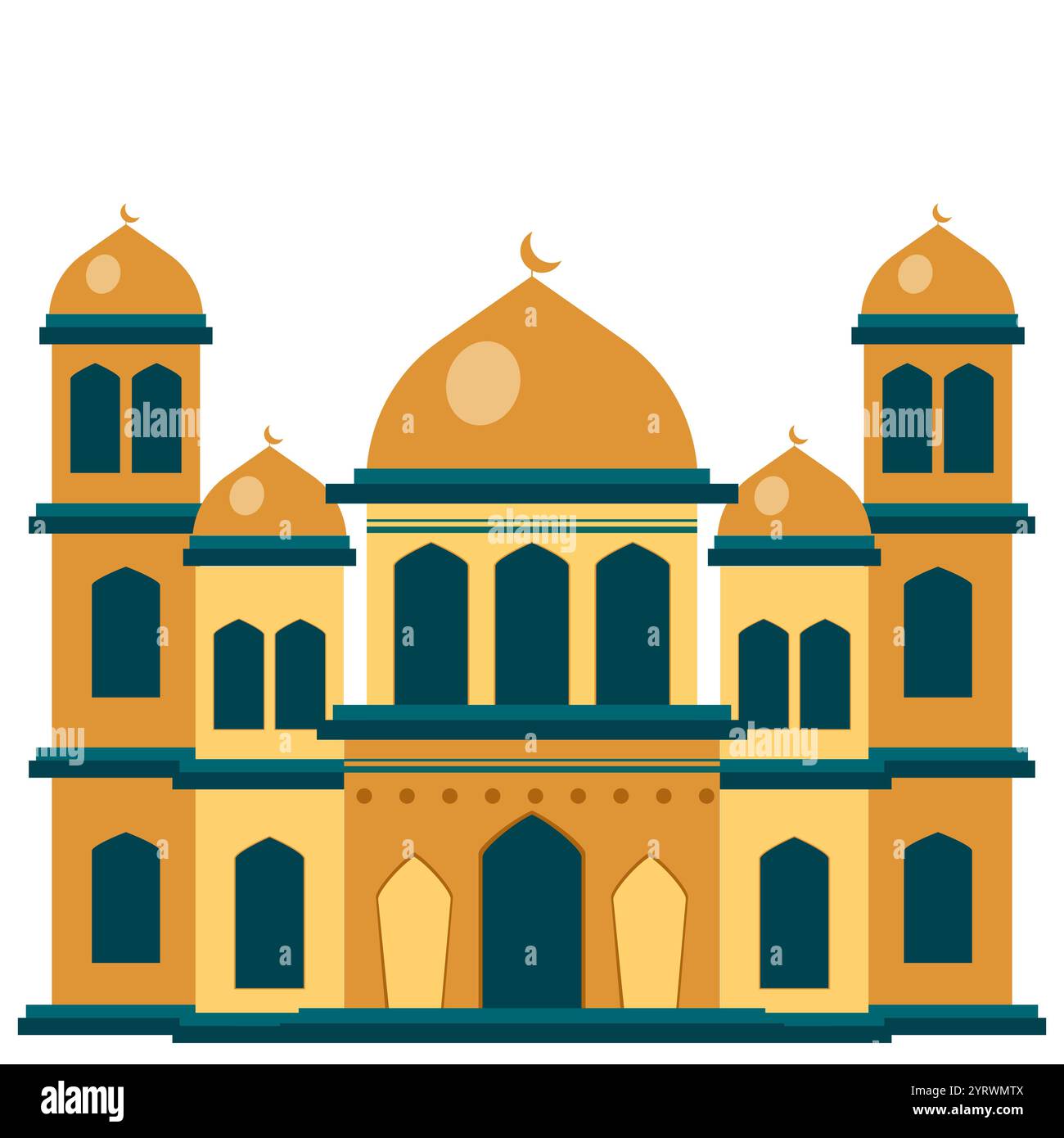 Illustrazione della moschea dal design piatto, edificio islamico, luogo di culto Illustrazione Vettoriale