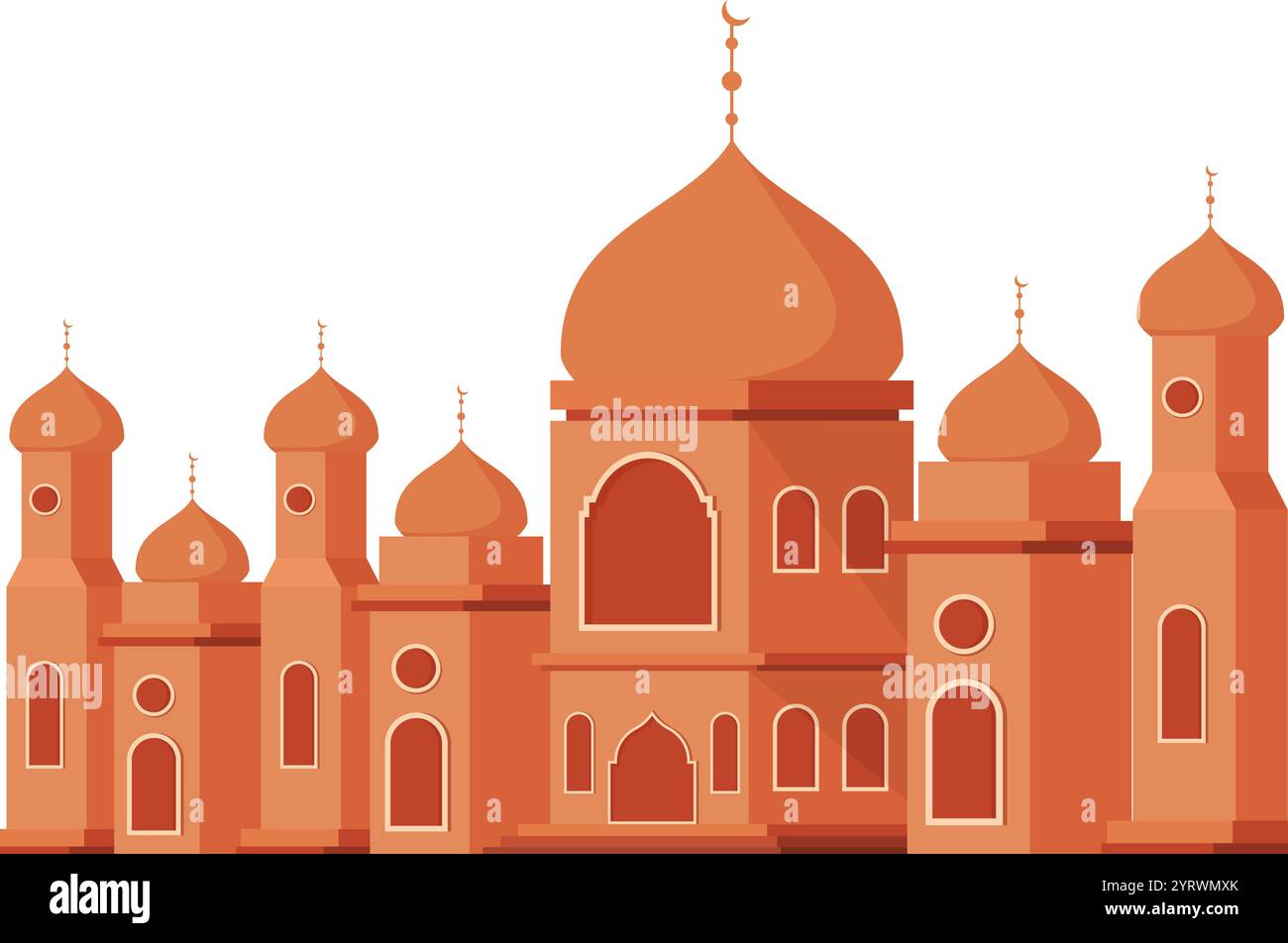 illustrazione della moschea in stile piatto, illustrazione del luogo di culto Illustrazione Vettoriale