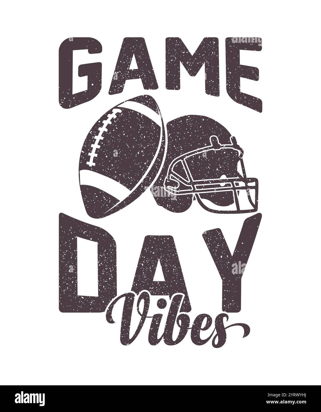 Il giorno della partita vibra il design della camicia da football americano, maglietta da football vintage, maglietta da football americano Grunge. Illustrazione Vettoriale
