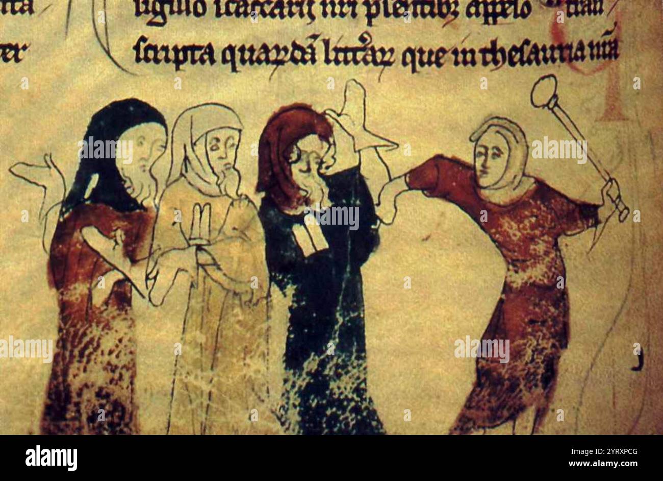 Miniatura che mostra l'espulsione degli ebrei in seguito all'editto di espulsione di Edoardo i d'Inghilterra (18 luglio 1290). Foto Stock