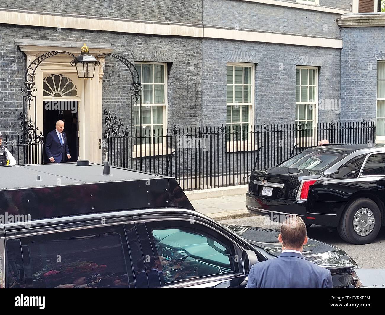 Il presidente Joe Biden fa visita a Rishi Sunak, il primo ministro britannico a Downing Street, Londra Foto Stock