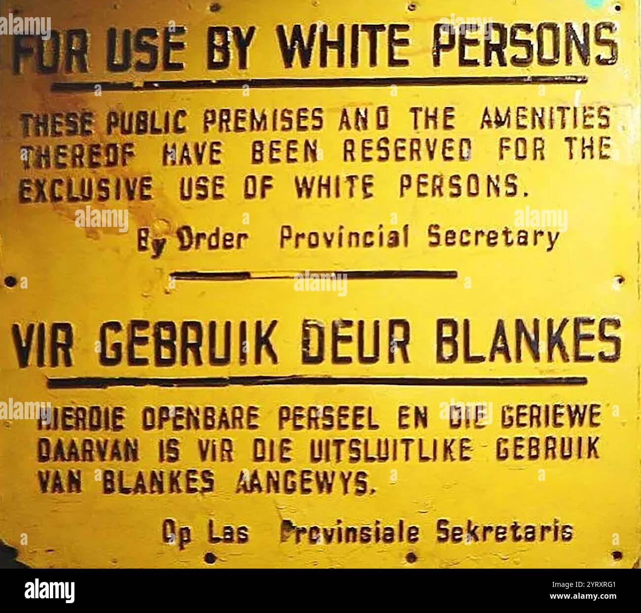 Segno che mostra la segregazione secondo le leggi dell'apartheid in Sud Africa. 1975 Foto Stock