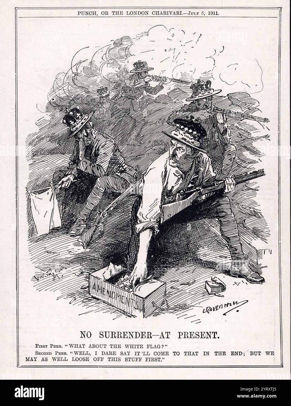 Fumetto britannico satirico che raffigura la questione del Parliament Act del 1911. Foto Stock