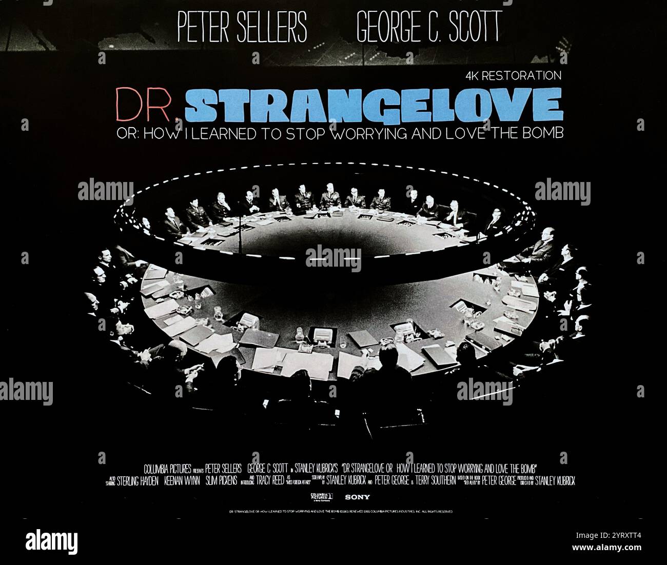 Poster raffigurante il centro di comando degli Stati Uniti nel film della Guerra fredda "Dr. Strangelove". 1963. Foto Stock