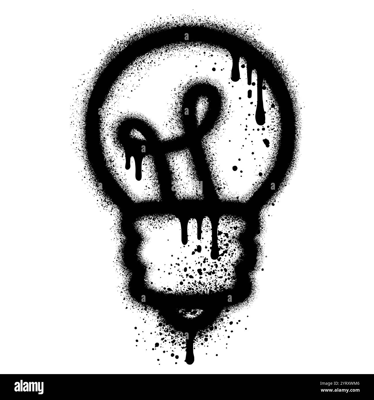 Lampadina Graffiti verniciata a spruzzo spruzzata isolata con sfondo bianco. Illustrazione Vettoriale