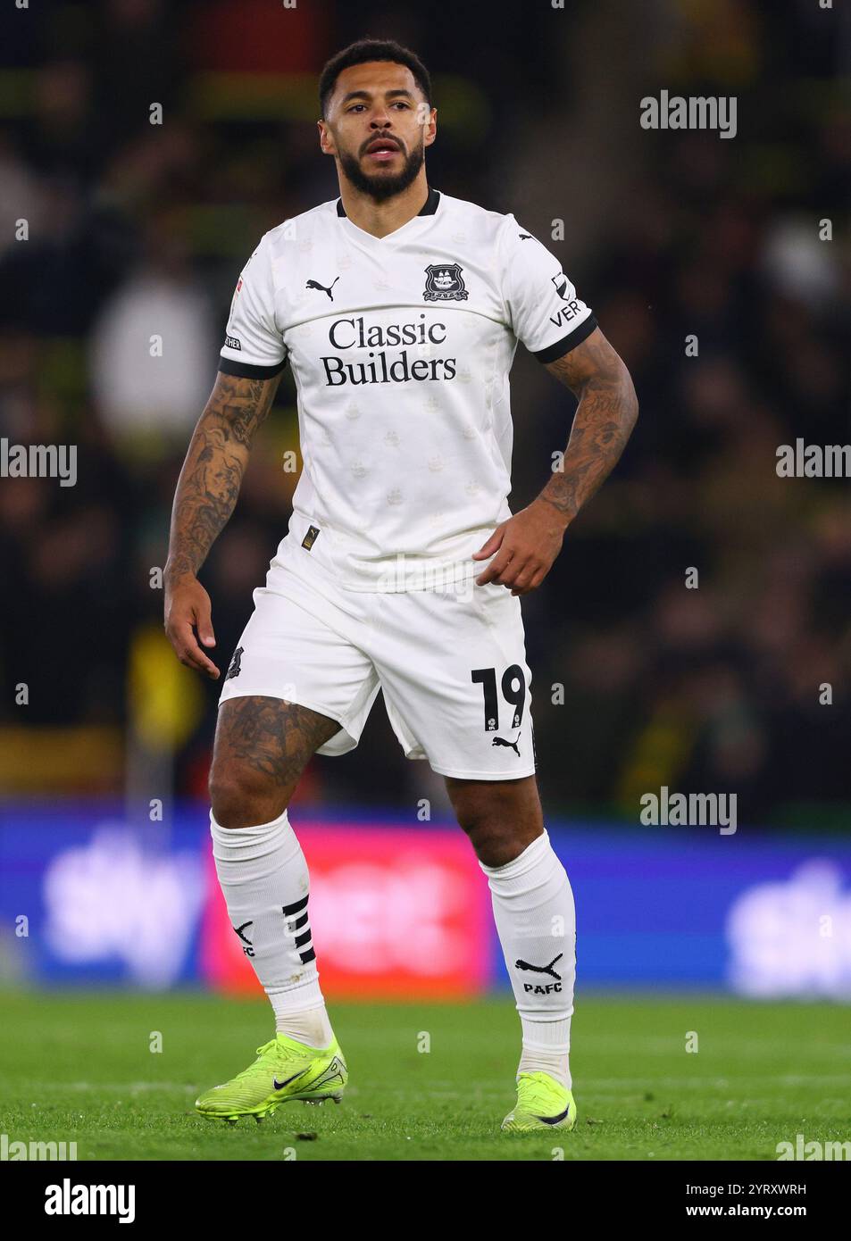 Andre Gray di Plymouth Argyle - Norwich City V Plymouth Argyle, Sky Bet Championship, Carrow Road, Norwich, Regno Unito - 26 novembre 2024 solo uso editoriale - si applicano restrizioni DataCo Foto Stock