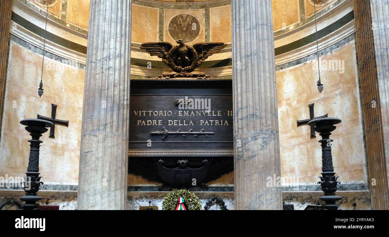 Tomba di Vittorio Emanuele II al Pantheon, Roma, Italia Foto Stock
