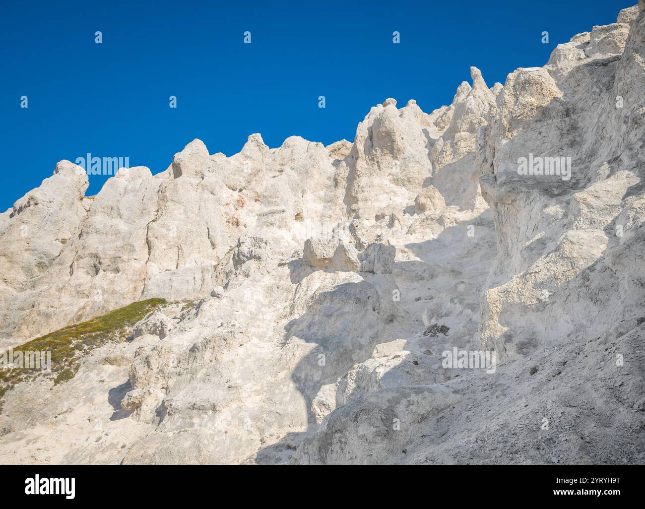 Rieti, Italia - la vetta del Monte di cambio, accanto a Terminillo, con la via alpinistica denominata Valle Lunare, qui con alpinisti scalatori. Foto Stock