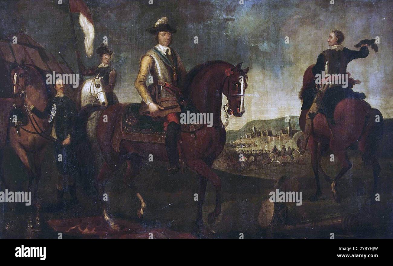 Dipinto di Oliver Cromwell nella battaglia di Worcester (3 settembre 1651). Durante la guerra civile inglese Foto Stock