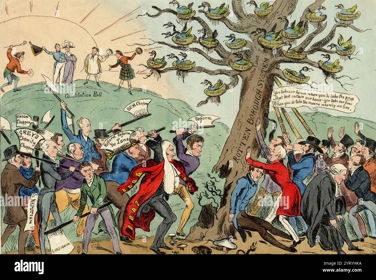 Fumetto satirico sul Reform Act britannico del 1832 Foto Stock