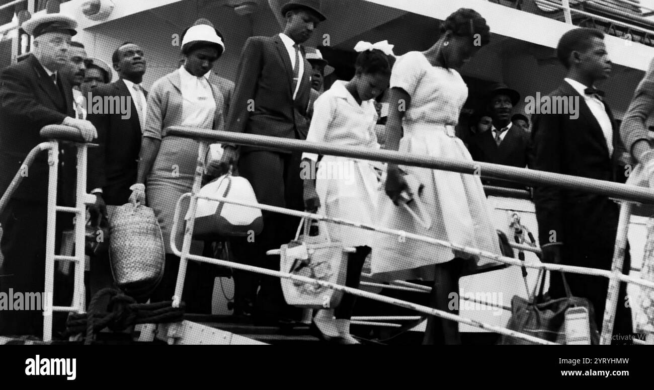 I migranti afro-caraibici arrivano nel Regno Unito intorno al 1955 Foto Stock