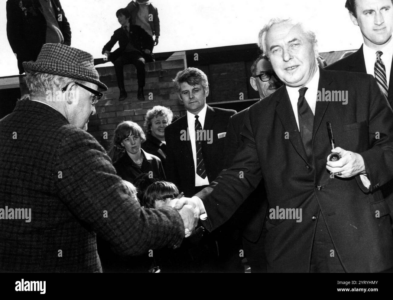 Il primo Ministro britannico Harold Wilson, in missione commerciale negli Stati Uniti 1960 Foto Stock
