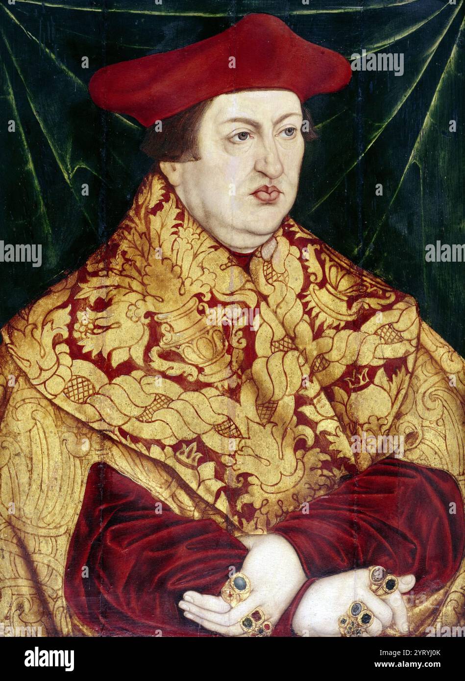 Alberto di Brandeburgo (1490 ? 1545) cardinale, elettore, arcivescovo di Magonza dal 1514 al 1545, arcivescovo di Magdeburgo dal 1513 al 1545. Attraverso la sua famigerata vendita di indulgenze, divenne il catalizzatore della riforma di Martin Lutero e del suo fedele avversario. Foto Stock