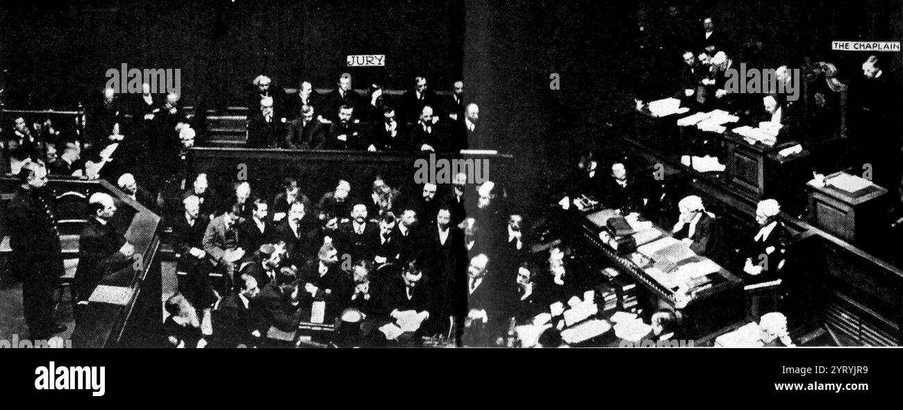 L'avvelenatore Frederick Seddon fu condannato a morte nel 1912. Fu giustiziato il 18 aprile di quell'anno. Questa è una delle poche fotografie conosciute della condanna a morte pronunciata in un tribunale inglese (cfr. Pagina 122 di "Crime and Detection" di Julian Symons (Studio Vista 1966) che mostra un'immagine di Justice Avory con un cappello nero chiaramente sulla testa, condannando l'autista Thomas Alloway nel 1922 Foto Stock