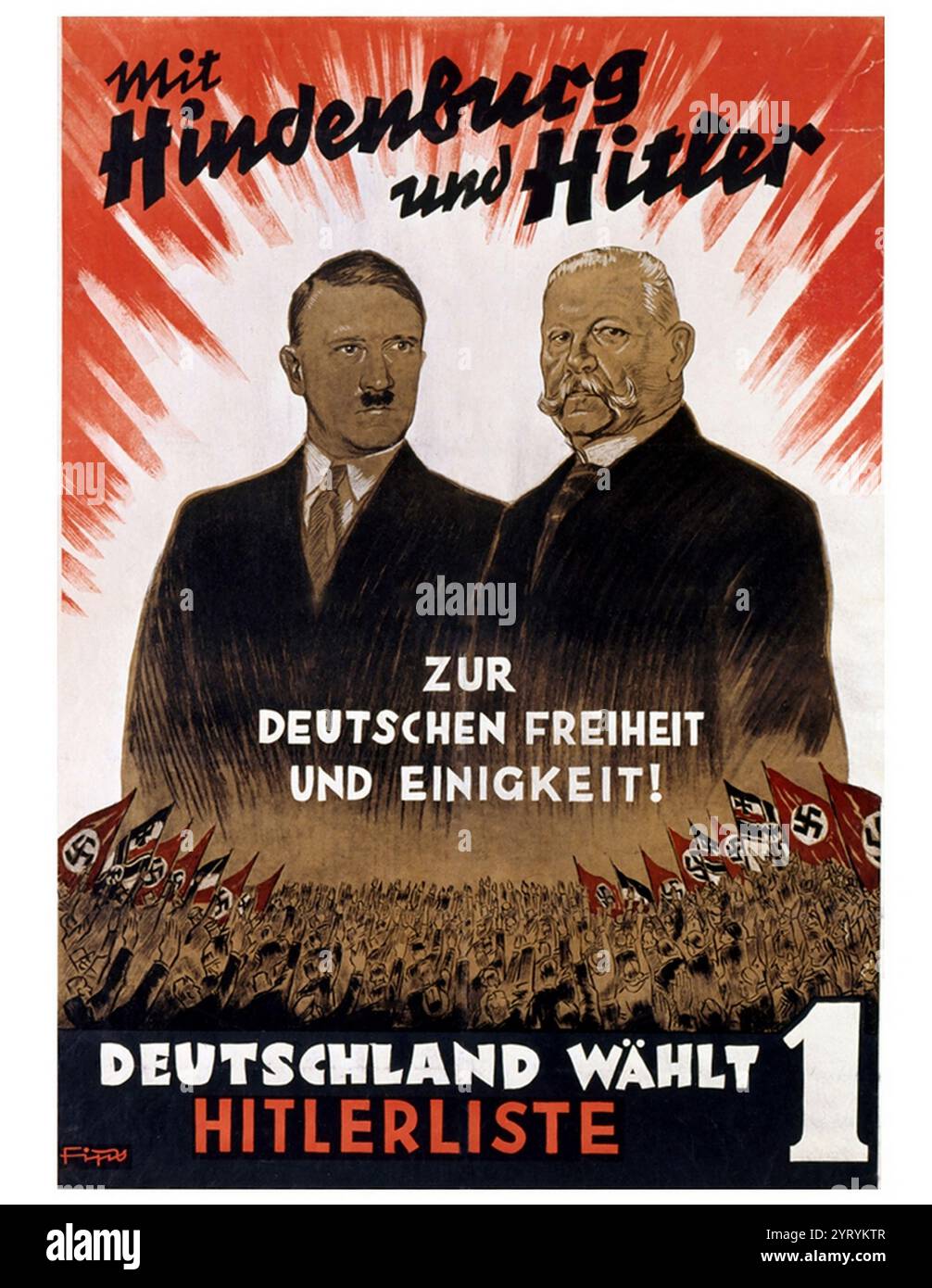 Poster del partito nazista per le elezioni del Reichstag tedesco del 1932. Foto Stock