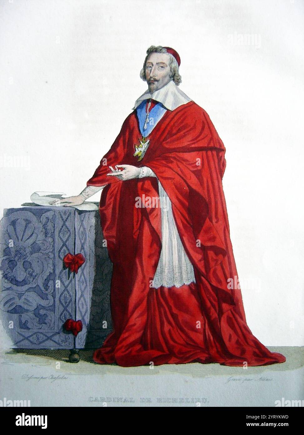 Armand Jean du Plessis, Duca di Richelieu (1585 ? 1642), noto come Cardinale Richelieu, statista francese. Divenne noto come l'?minence rouge. Primo Ministro di Stato 1624 ? 1642. Ritratto del XVII secolo. Foto Stock