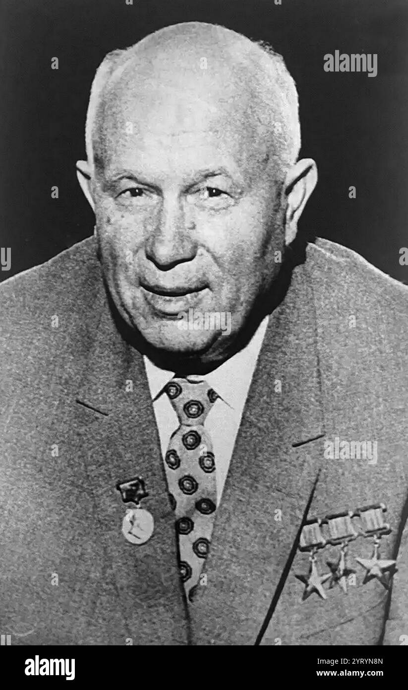 Nikita Sergeyevich Khrushchev ( 1894 ? 1971) primo segretario del Partito Comunista dell'Unione Sovietica dal 1953 al 1964 e presidente del Consiglio dei ministri (Premier) dal 1958 al 1964 Foto Stock