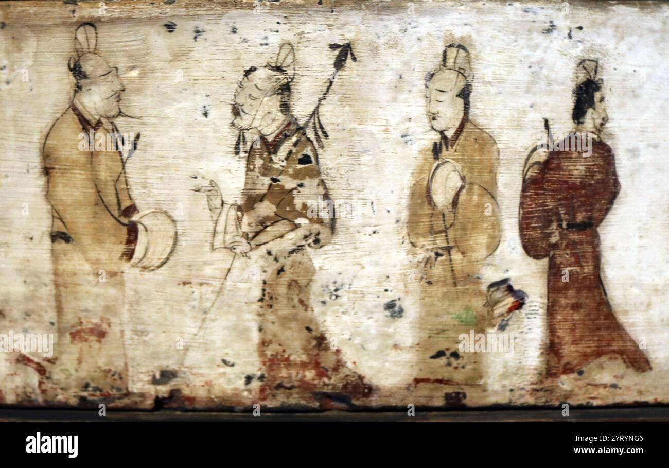 Lintel da una tomba, cinese, dinastia Han occidentale, i secolo a.C. Foto Stock