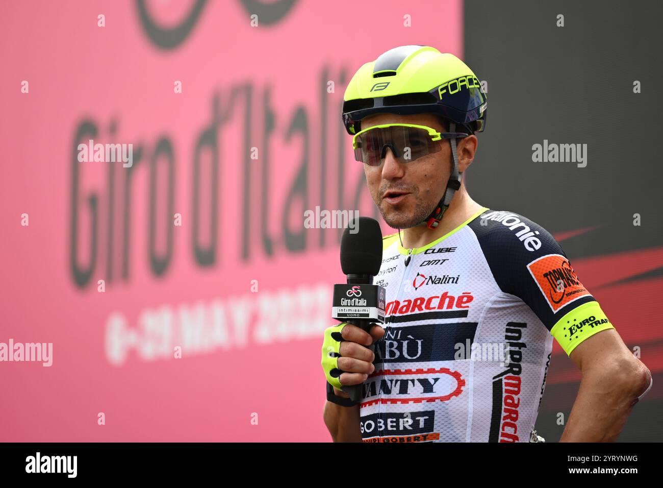 Foto massimo Paolone/LaPresse 22 maggio 2022 Rivarolo Canavese , Italia sport ciclismo giro d'Italia 2022 - edizione 105 - tappa 15 - da Rivarolo Canavese a Cogne nella foto: POZZOVIVO Domenico (INTERMARCH&#xc9; - WANTY - GOBERT MAT&#xc9 2022;RIAUX 105) foto massimo Paolone/LaPresse 22 maggio 2022 foto massimo Paolone/LaPresse 22 maggio 2022 Rivarolo Canavese , Italia sport ciclismo giro Foto Stock