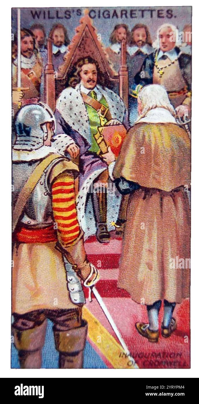 1910 Wills Coronation Series No. 21 inaugurazione di Cromwell e Lord Protector Foto Stock