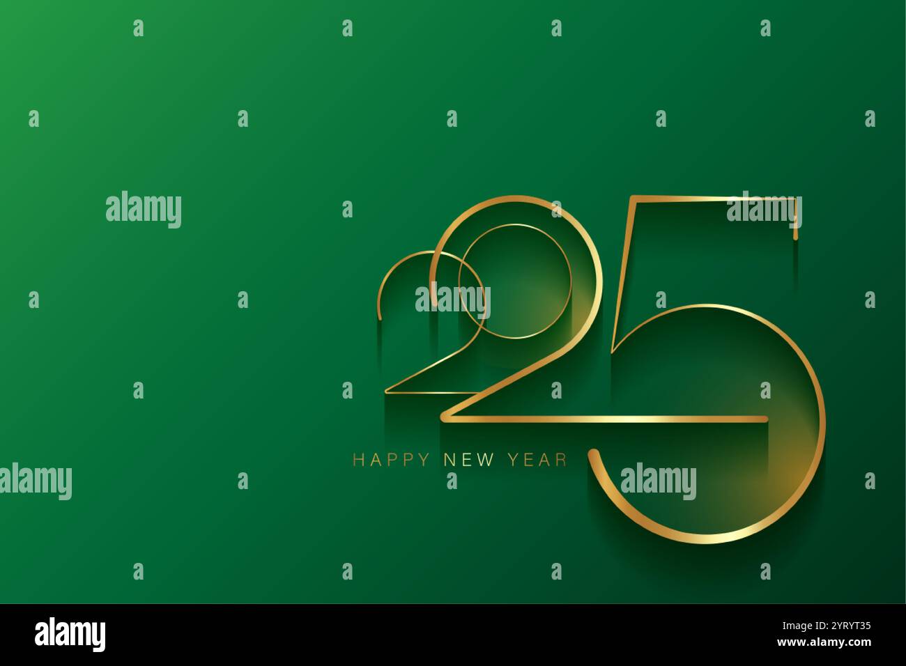 Design con logo oro Capodanno 2025. Biglietto d'auguri per le festività. Copia spazio. Design vettoriale per biglietti d'auguri, inviti, calendario, feste, banner natalizi dorati Illustrazione Vettoriale