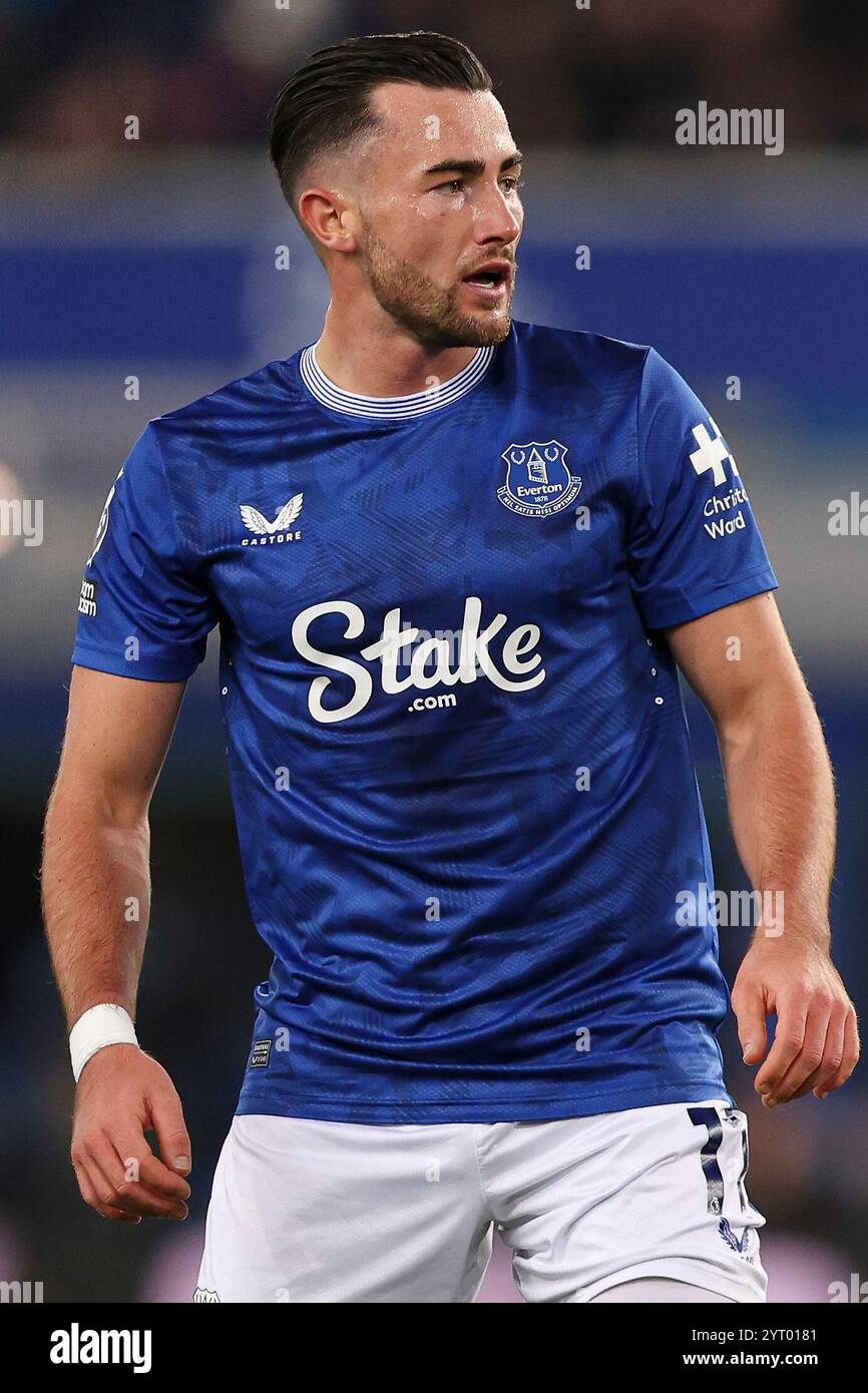 Liverpool, Regno Unito. 4 dicembre 2024. Jack Harrison dell'Everton durante la partita tra Everton FC e Wolverhampton Wanderers FC English Premier League al Goodison Park, Liverpool, Inghilterra, Regno Unito il 4 dicembre 2024 Credit: Every Second Media/Alamy Live News Foto Stock